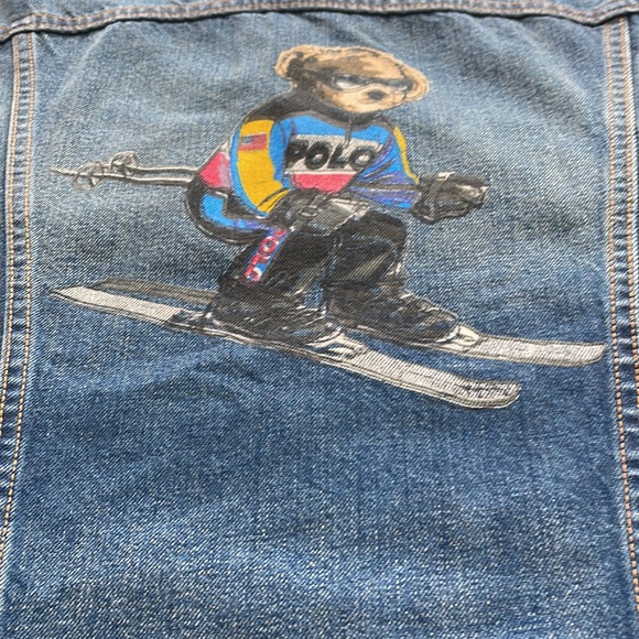 Polo Ralph Lauren Mens Alpine Racing Polo Ski Bear Denim Trucker Jacket Sz S New - Picture 10 of 16